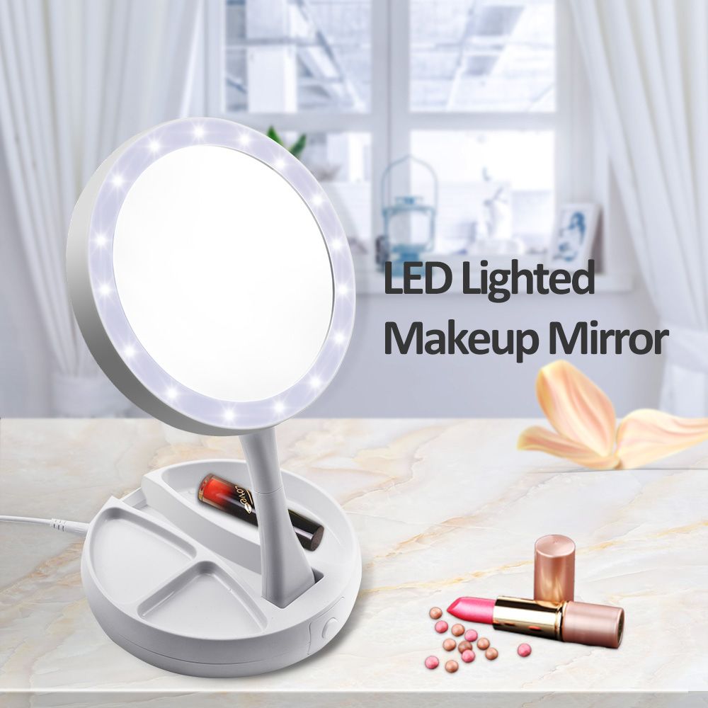Portable 10X Magnification Makeup Mirror Led Lights Mirror Folding For Led Lighted Makeup Mirrors (View 4 of 15)