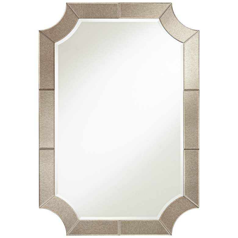 Possini Euro Surri 27 3/4" X 40" Antiqued Wall Mirror – #75N11 | Lamps For Cut Corner Frameless Beveled Wall Mirrors (View 12 of 15)