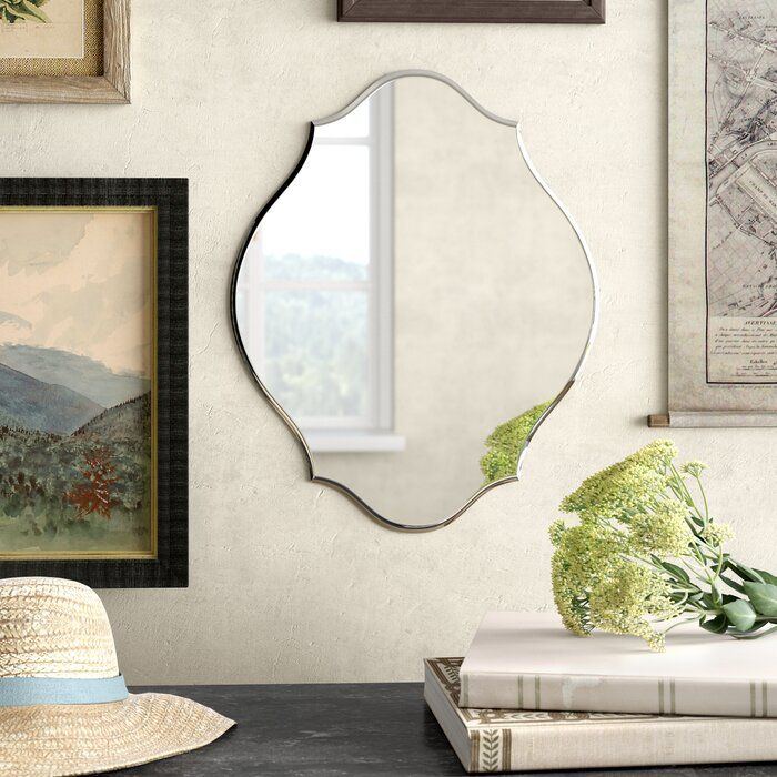 Potomac Frameless Oval Scalloped Beveled Wall Mirror & Reviews | Birch Lane Throughout Polygonal Scalloped Frameless Wall Mirrors (View 15 of 15)