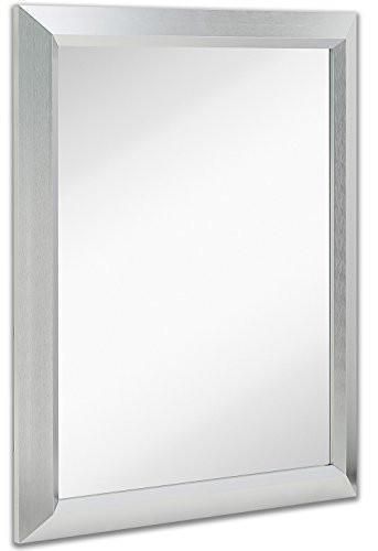 Premium Rectangular Brushed Nickel Wall Mirror | Contemporary Metal Pertaining To Brushed Nickel Rectangular Wall Mirrors (View 3 of 15)