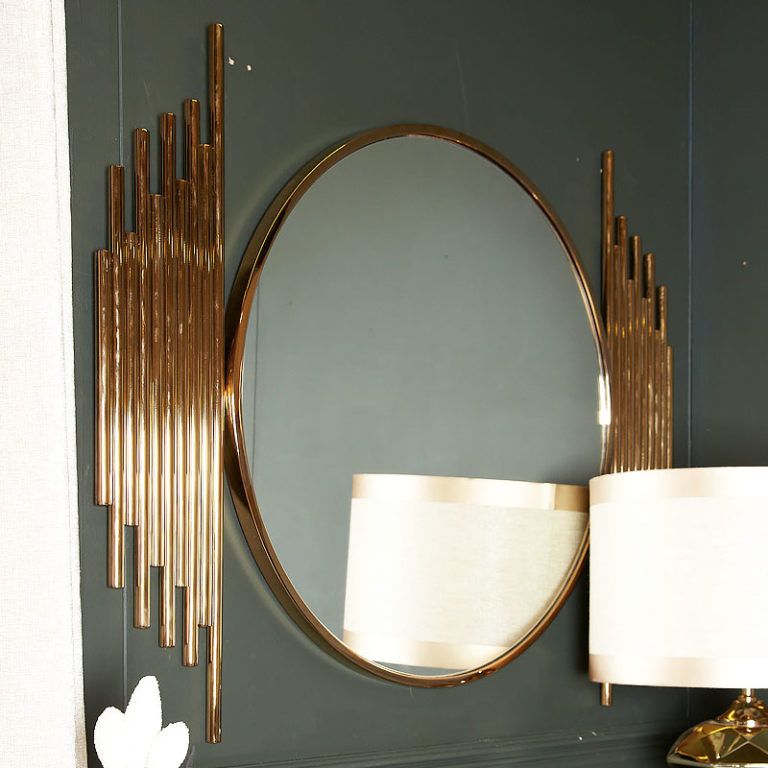 Premium Remington Metal Wall Mirror Rose Gold | Picture Perfect Home Inside Gold Leaf Metal Wall Mirrors (View 7 of 15)