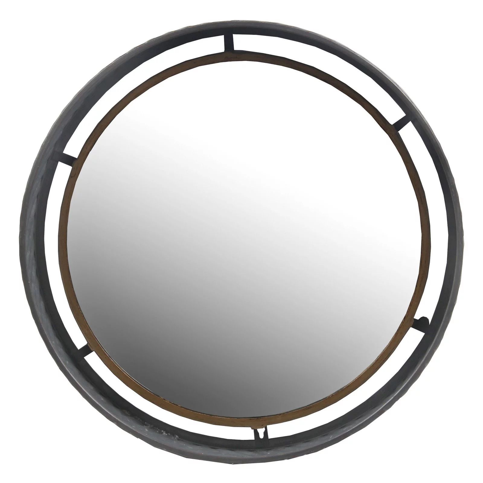 Privilege International Industrial Round Metal Wall Mirror – Walmart For Woven Bronze Metal Wall Mirrors (View 8 of 15)