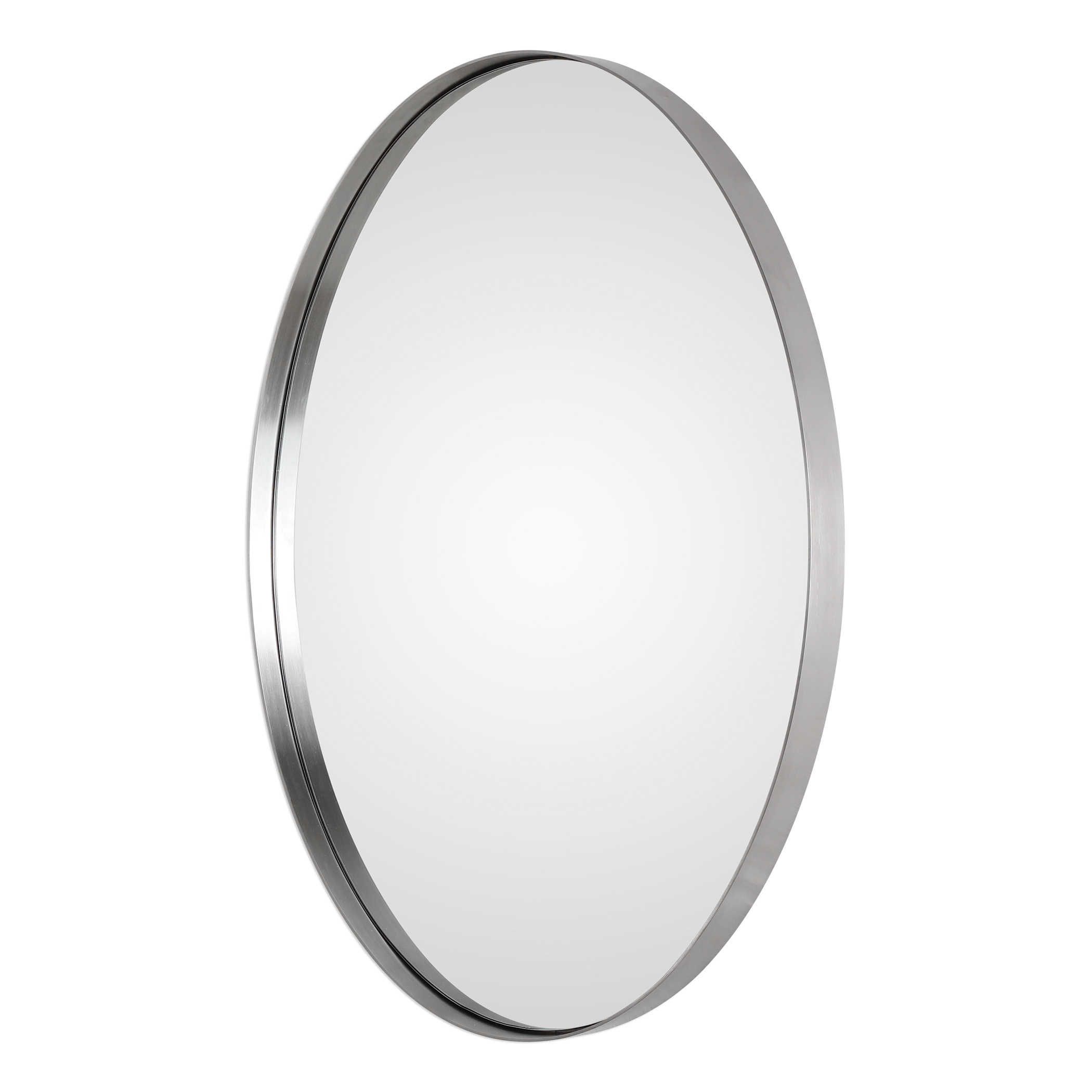 Pursley Brushed Nickel Oval Mirroruttermost 50Cm X 76Cm Regarding Brushed Nickel Round Wall Mirrors (View 2 of 15)