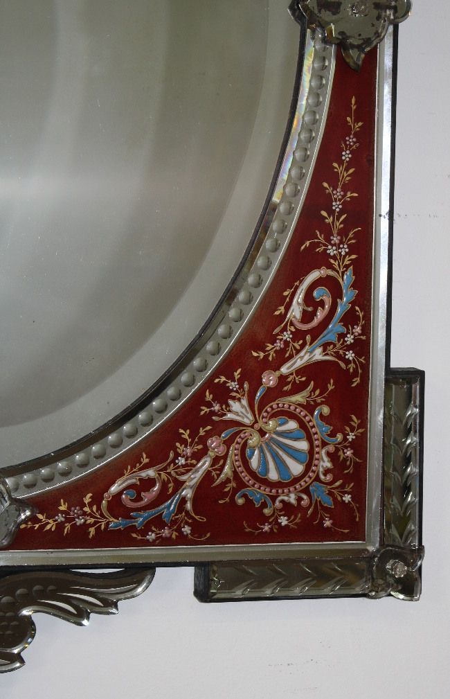 Rare Red Framed Antique Venetian Mirror – Decorative Collective Within Red Wall Mirrors (View 10 of 15)