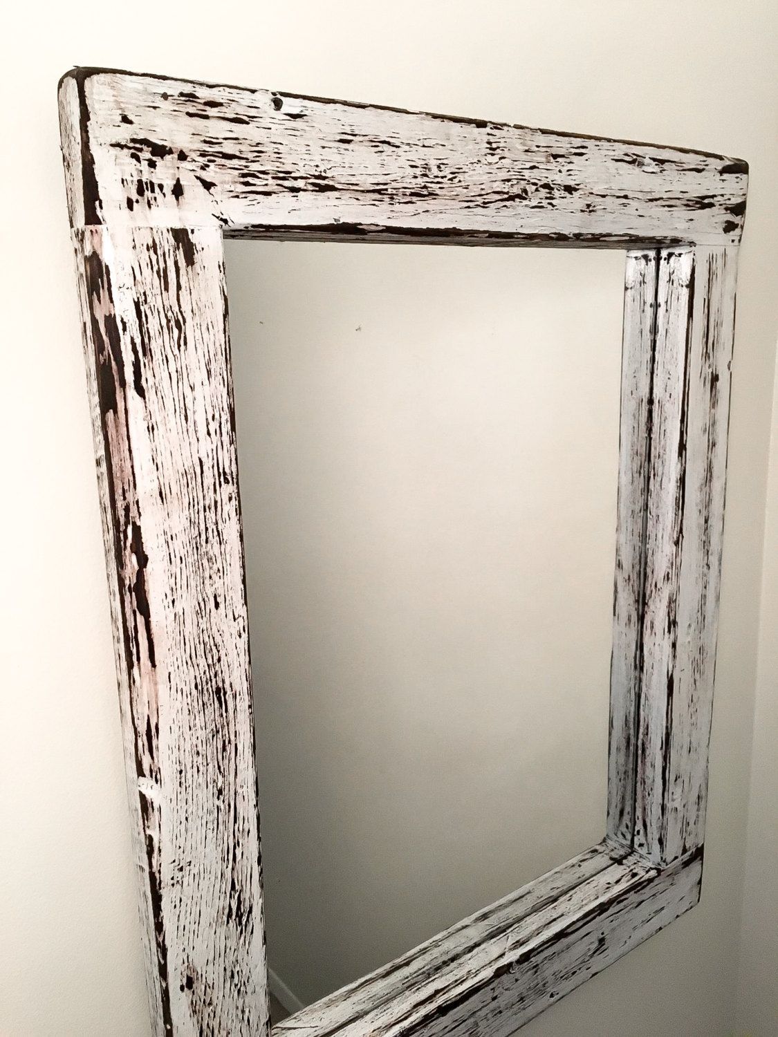 Reclaimed Barn Wood Rustic Wall Mirror / Weathered White / White Washed For White Wood Wall Mirrors (View 12 of 15)
