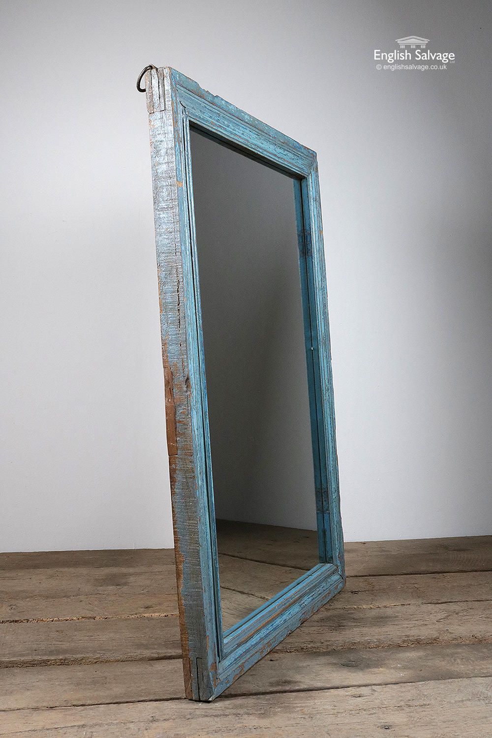 Rectangular Distressed Blue Framed Mirror In Subtle Blues Art Glass Wall Mirrors (View 14 of 15)