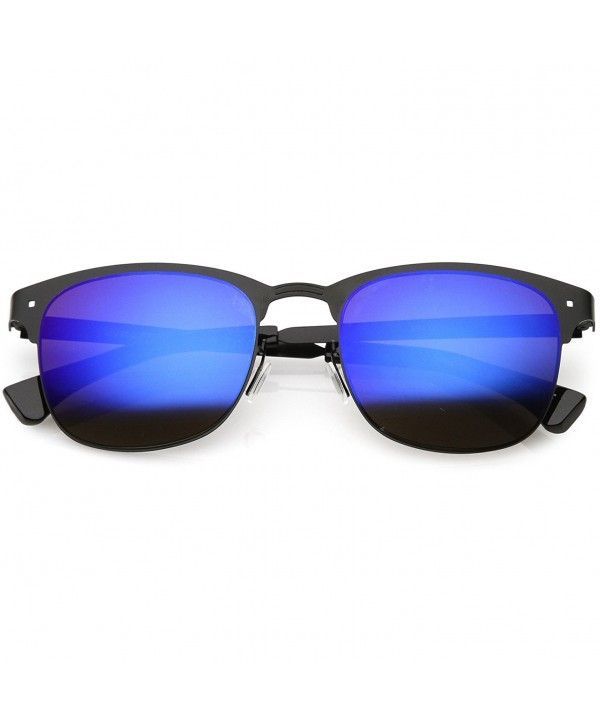 Rimless Mirror Square Sunglasses – Matte Black / Dark Blue Mirror Intended For Matte Black Square Wall Mirrors (View 1 of 15)
