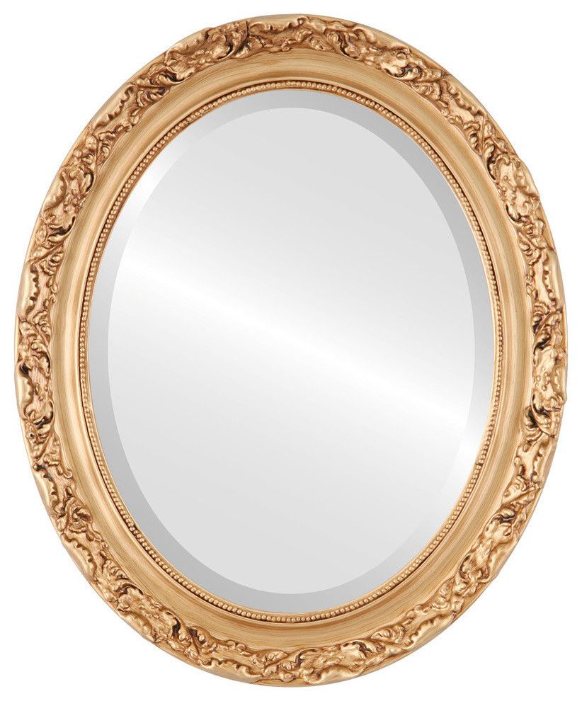 Rome Framed Oval Mirror In Gold Leaf – Traditional – Wall Mirrors – Within Gold Leaf Metal Wall Mirrors (View 9 of 15)