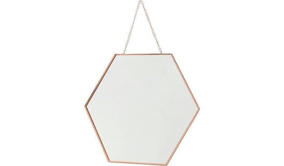 Rose Gold Hexagon Wall Mirror Modern Luxury Copper Metal Frame | In For Gold Hexagon Wall Mirrors (View 10 of 15)