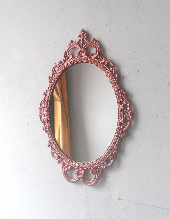 Rose Gold Wall Mirror In Hand Painted Vintage Metal Frame 17 Throughout Antique Aluminum Wall Mirrors (View 5 of 15)