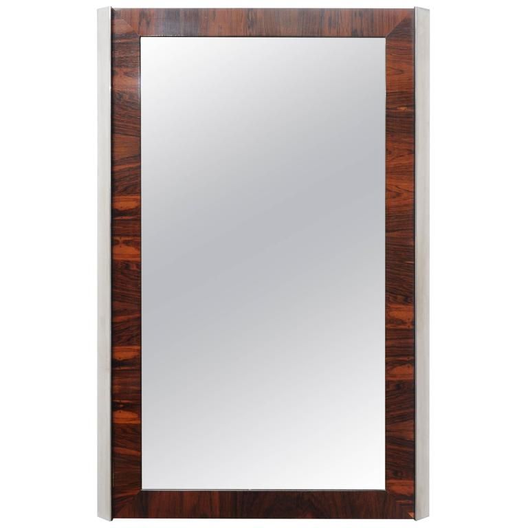 Rosewood And Chrome Wall Mirror Mid Century Modern Rectangular Attr With Chrome Rectangular Wall Mirrors (View 9 of 15)