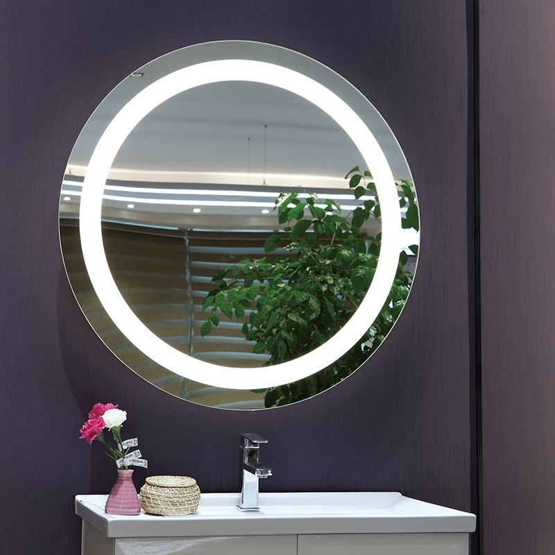 Round Bathroom Mirror / Round Frameless Mirror Large Beveled Wall With Regard To Large Frameless Wall Mirrors (View 13 of 15)