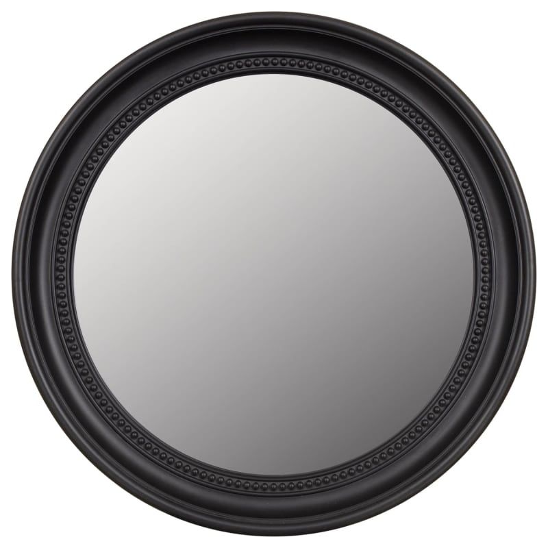 Round Beaded Mirror – Black | Home Accessories – B&M Inside Black Openwork Round Metal Wall Mirrors (View 3 of 15)