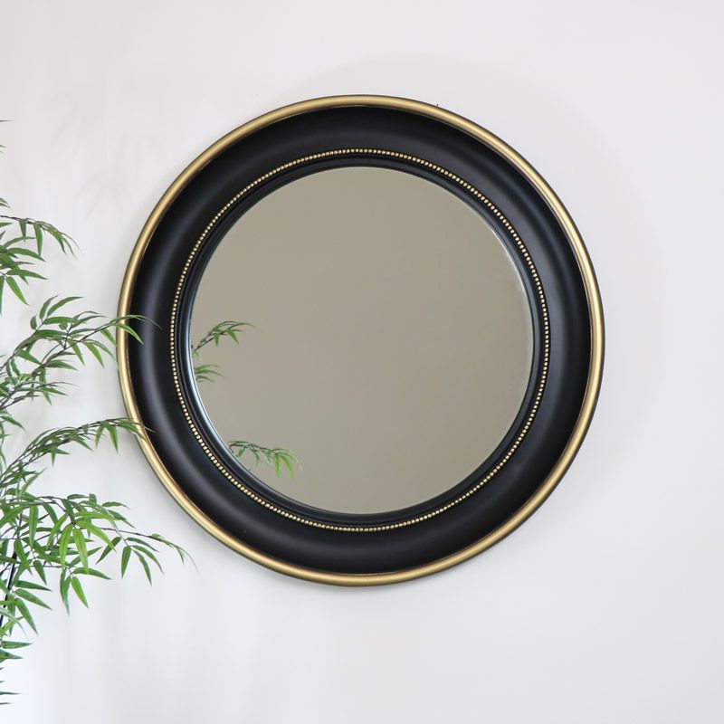 Round Black & Gold Wall Mirror 90Cm X 90Cm Within Black Openwork Round Metal Wall Mirrors (View 5 of 15)