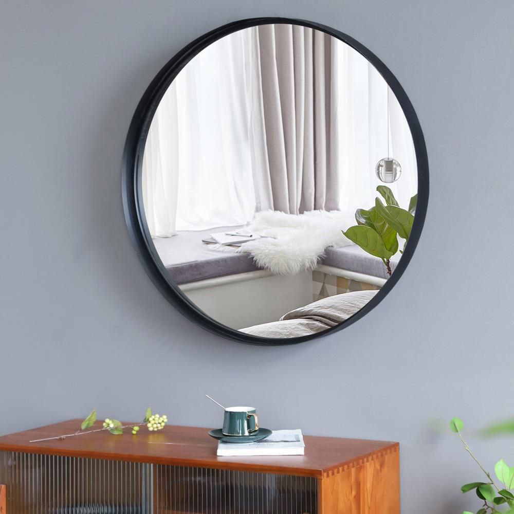 Round Black Metal Frame Wall Bathroom Mirror – Bedroom Mirror 30 Inch Regarding Mirror Framed Bathroom Wall Mirrors (View 11 of 15)