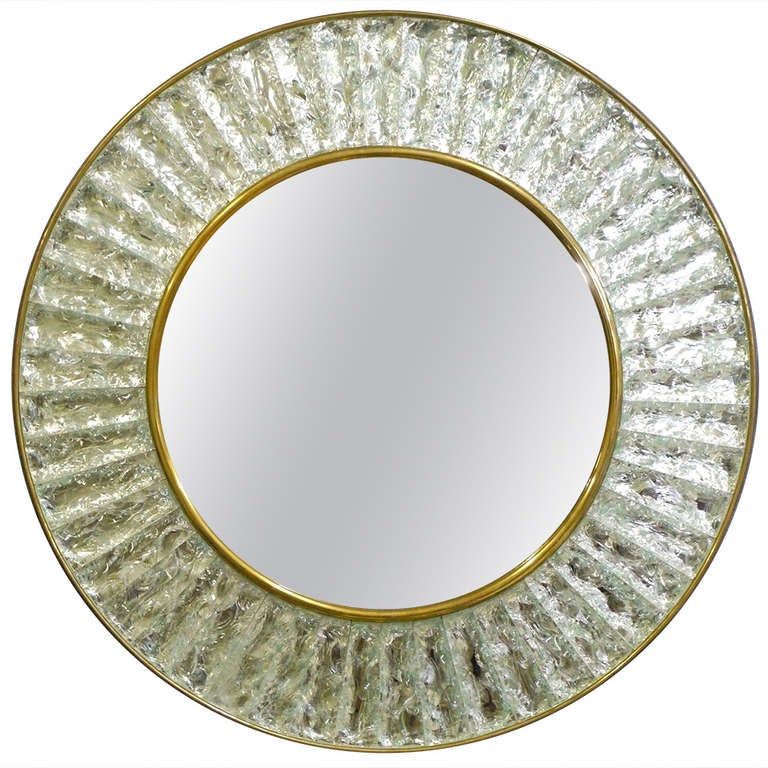 Round Chiseled Glass Mirrorghiro At 1Stdibs Throughout Rounded Cut Edge Wall Mirrors (View 11 of 15)