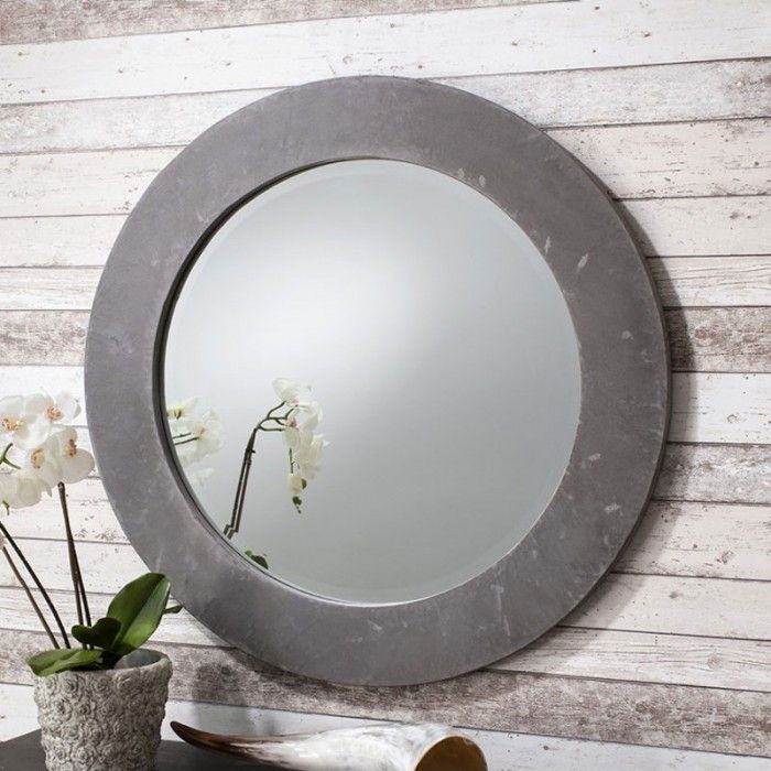 Round Concrete Wall Mirror (91Cm) – Red Candy | Oval Wall Mirror Intended For Red Wall Mirrors (View 6 of 15)