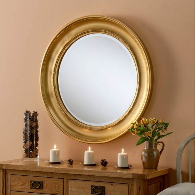 Round Gold Contemporary Wall Mirror | Mirrors | Homesdirect365 Pertaining To Round Stacked Wall Mirrors (View 12 of 15)