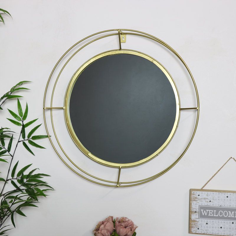 Round Gold Metal Framed Wall Mirror – Melody Maison® In Woven Metal Round Wall Mirrors (View 9 of 15)