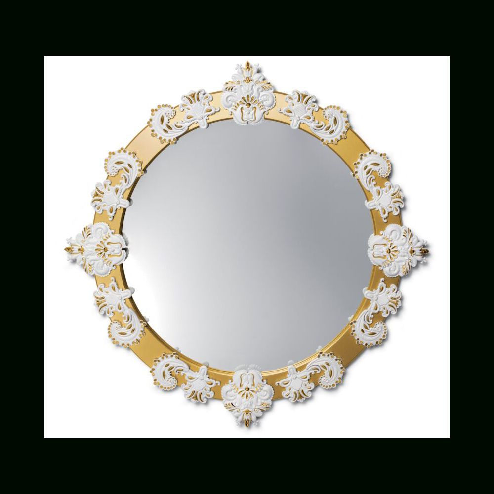 Round Large Wall Mirror – Golden Lustre And White – Limited Edition For Golden Voyage Round Wall Mirrors (View 12 of 15)