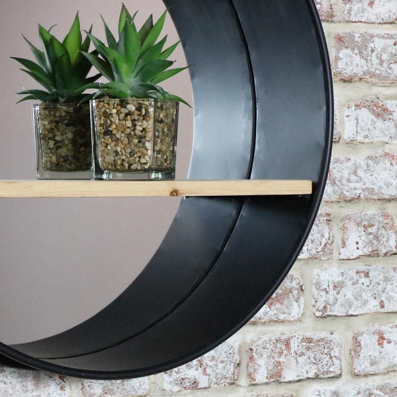 Round Metal Wall Mirror With Shelf | Windsor Browne – Windsor Browne Inside Brass Iron Framed Wall Mirrors (View 5 of 15)