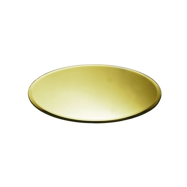 Round Mirror Candle Plate With Bevelled Edge Gold (30Cm/12") In Gold Rounded Edge Mirrors (View 7 of 15)