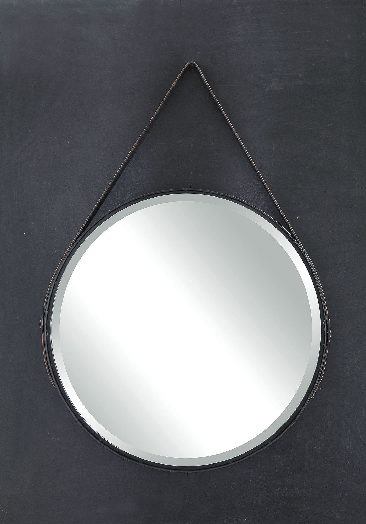 Round Mirror With Leather Strap | Mirrors With Leather Straps, Metal For Black Leather Strap Wall Mirrors (View 14 of 15)