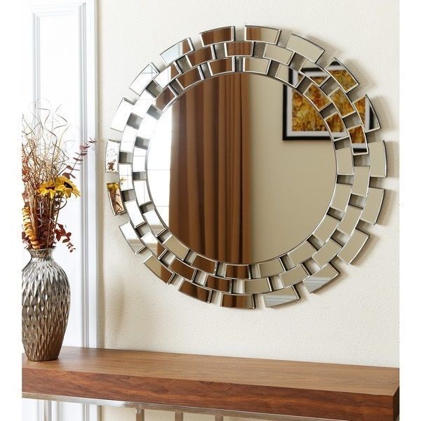 Round Wall Mirror Silver Decorative Hallway Bedroom Large Home Decor For Silver Rounded Cut Edge Wall Mirrors (View 13 of 15)