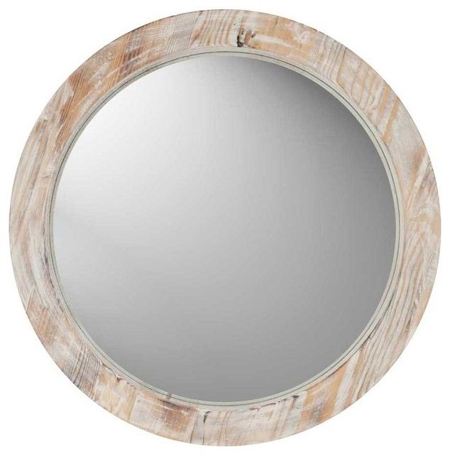 Round Washed Wood Mirror – Contemporary – Wall Mirrors  Bassett Inside Round Stacked Wall Mirrors (View 1 of 15)