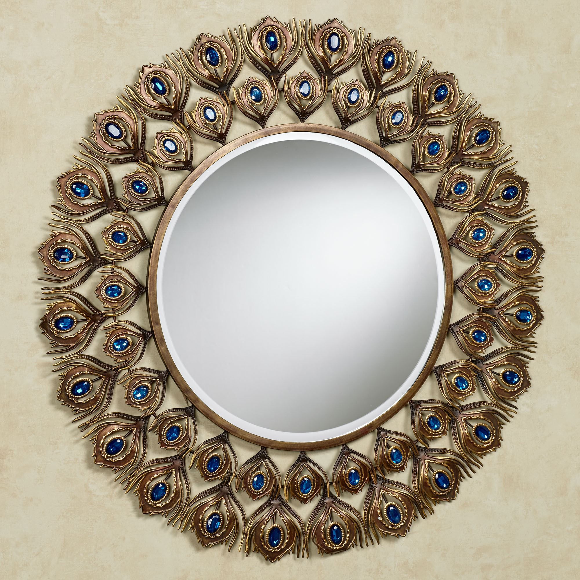 Royal Peacock Jeweled Round Wall Mirror Regarding Scalloped Round Wall Mirrors (View 6 of 15)