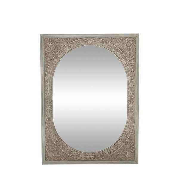 Rustic 48 X 36 Inch Rectangular Framed Wall Mirror – Brown – Overstock For Medium Brown Wood Wall Mirrors (View 1 of 15)