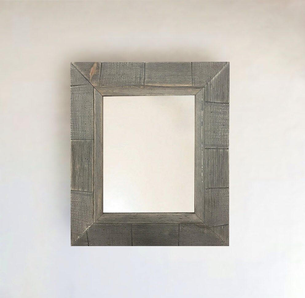 Rustic Bohemian Grey Wood Framed Wall Mirror  (View 1 of 15)