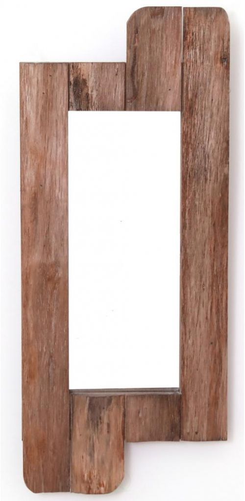 Rustic Natural Wood Plank Framed Wall Mirror Narrow Vertical Geometric Within Rustic Wood Wall Mirrors (View 12 of 15)