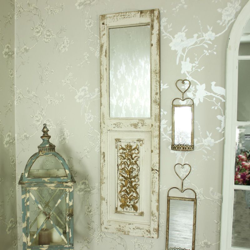 Rustic Wooden Distressed Wall Mirror Door Shutter Style Ornate Carved With Rustic Getaway Wood Wall Mirrors (View 12 of 15)