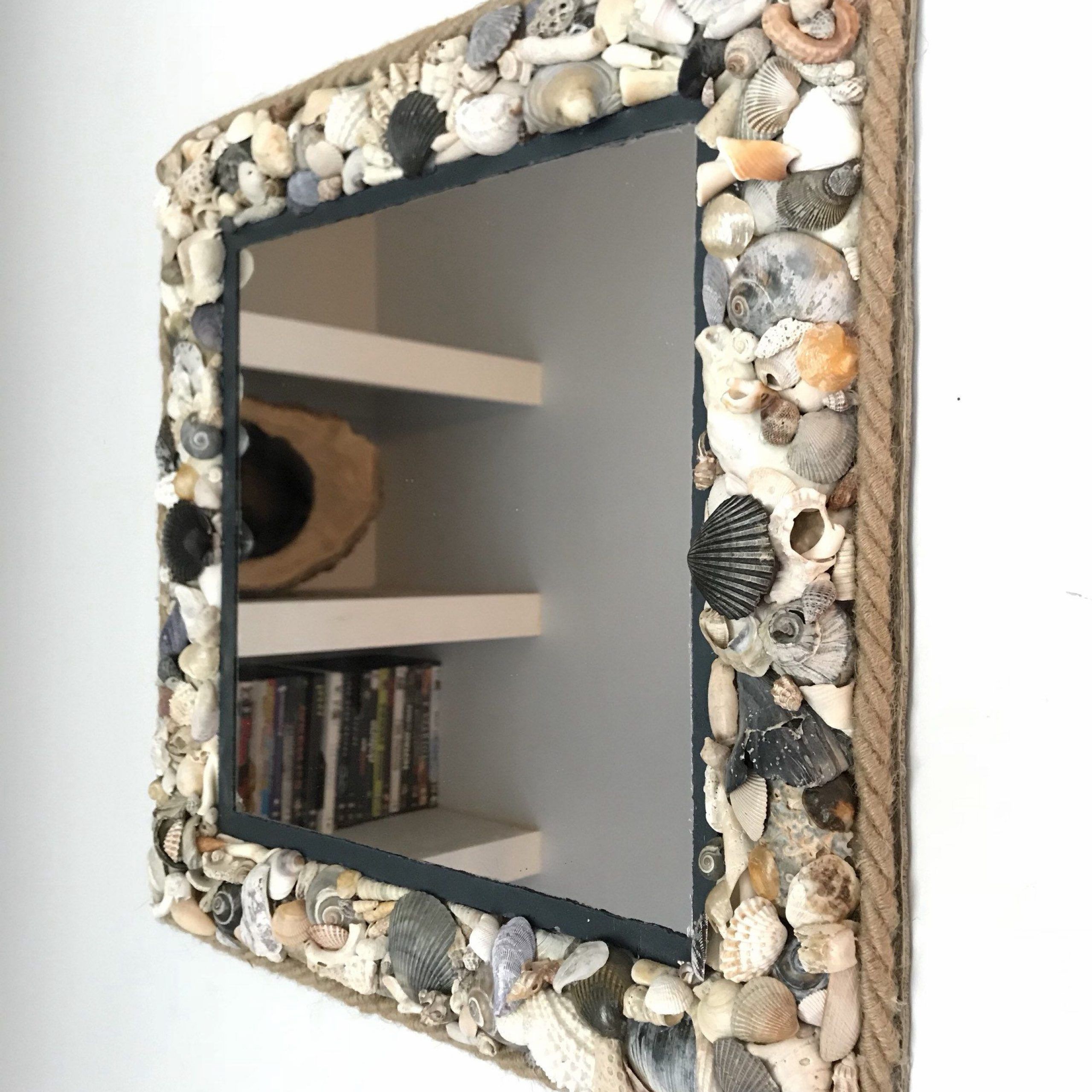 Seashell Mirror – 17 X 17 Beach Themed Wall Mirror – Handmade Nautical Pertaining To Shell Wall Mirrors (View 3 of 15)