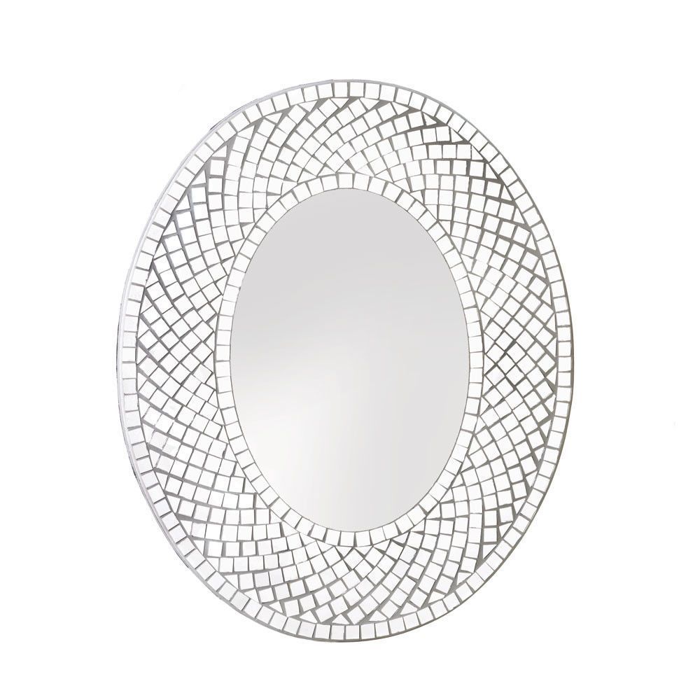 Shiny Tiles Oval Wall Mirror | Antique Mirror Wall With Tiled Wall Mirrors (View 3 of 15)
