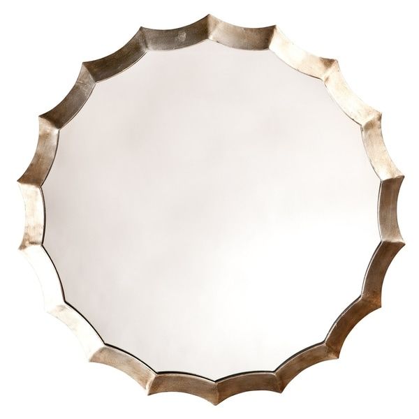 Shop Alden Décor Round Scalloped Mirror – Antique Silver – Overstock Regarding Round Scalloped Edge Wall Mirrors (View 8 of 15)