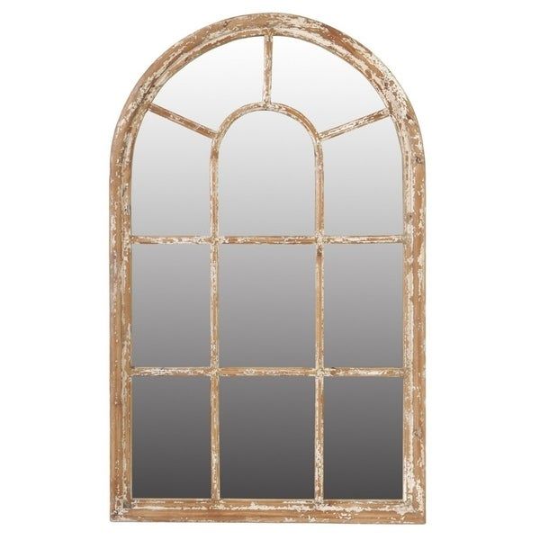 Shop Arched Wooden Framed Mirror, Large, Brown – Overstock – 21658492 Pertaining To Arch Oversized Wall Mirrors (View 4 of 15)