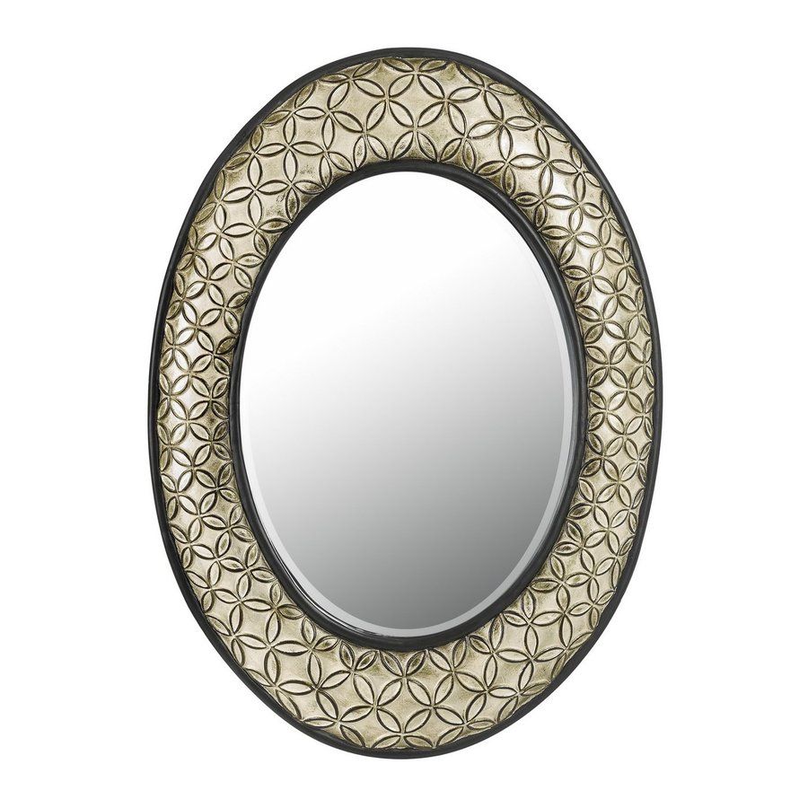 Shop Cal Lighting 24 In X 32 In Argent Beveled Oval Framed Wall Mirror Intended For Oval Beveled Wall Mirrors (View 4 of 15)