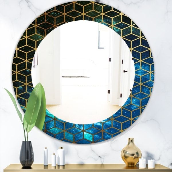 Shop Designart 'Capital Gold Honeycomb 11' Modern Mirror – Frameless With Oval Frameless Led Wall Mirrors (View 6 of 15)