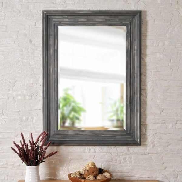 Shop Everett 38 Inch Distressed Grey And Silver Wall Mirror – 28" X 38 Pertaining To Gray Wall Mirrors (View 1 of 15)