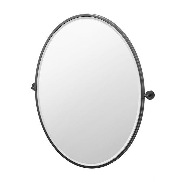 Shop Gatco 4249Xflg Latitude 2 33" H X 28" W Oval Beveled Metal Framed For Black Metal Wall Mirrors (View 6 of 15)