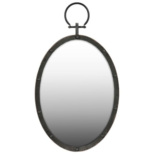 Shop Gloss Finish Black Metal Oval Wall Mirror With Metal Hanger – Free For Black Oval Cut Wall Mirrors (View 2 of 15)