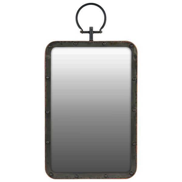 Shop Gloss Finish Black Metal Rectangular Wall Mirror With Metal Hanger With Regard To Glossy Red Wall Mirrors (View 7 of 15)