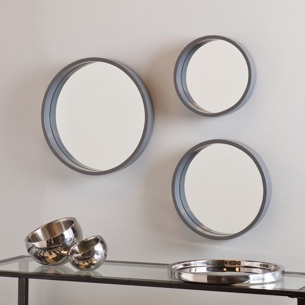 Shop Holly And Martin Daws Cool Gray Wall Mirror 3Pc Set – Free In Steel Gray Wall Mirrors (View 13 of 15)