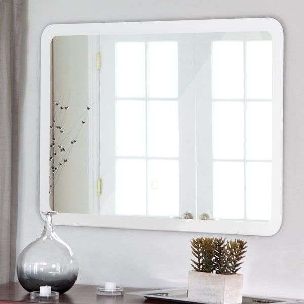 Shop Led Wall Mounted Bathroom Rounded Arc Corner Mirror W/ Touch With Regard To Squared Corner Rectangular Wall Mirrors (View 6 of 15)