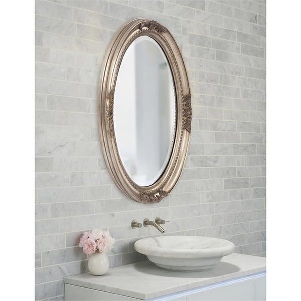 Shop Lisette Silver Wood Oval Wall Mirror – Overstock – 6432864 Pertaining To Silver And Bronze Wall Mirrors (View 14 of 15)