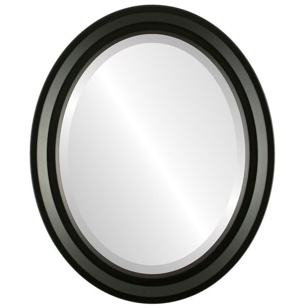 Shop Newport Framed Oval Mirror In Matte Black – Overstock – 20601192 Within Black Oval Cut Wall Mirrors (View 1 of 15)