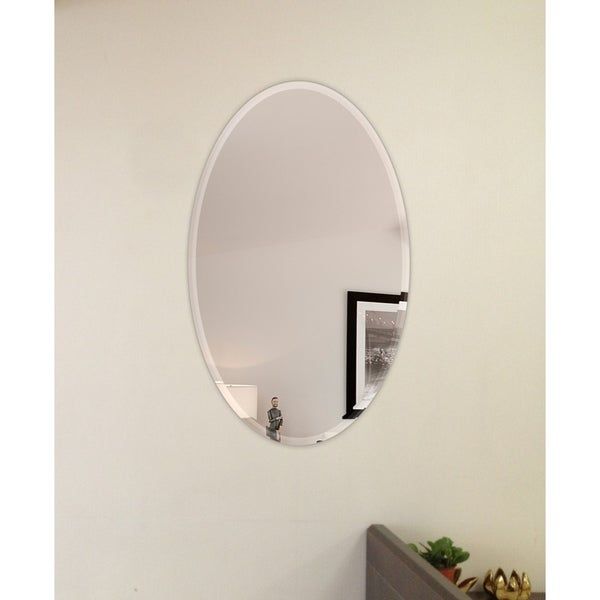 Shop Oval Beveled Polish Frameless Wall Mirror With Hooks – Free Regarding Frameless Tri Bevel Wall Mirrors (View 1 of 15)