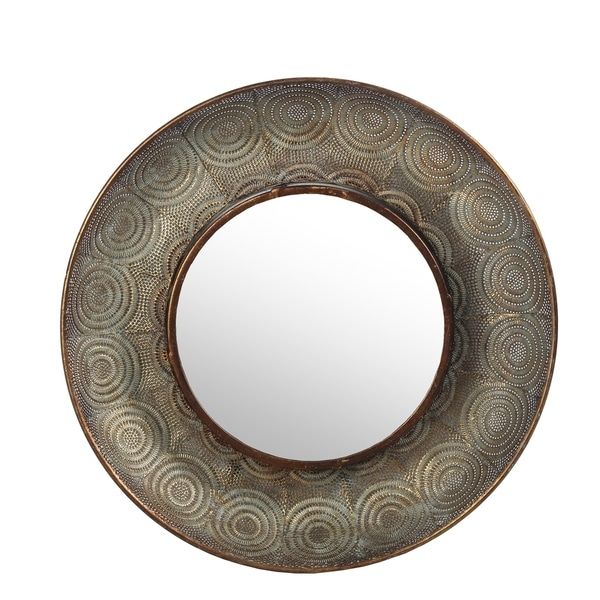 Shop Privilege Hammered Copper Metal Large Round Wall Mirror Inside Woven Metal Round Wall Mirrors (View 14 of 15)